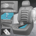 CAR PASS 3D Foam PU Leather Car Seat Covers, Universal Seat Covers Full Sets for Trucks SUV Sedan Automotive Seat Covers Armrest Airbag Compatible Waterproof Comfortable Faux Nappa Leather All Gray