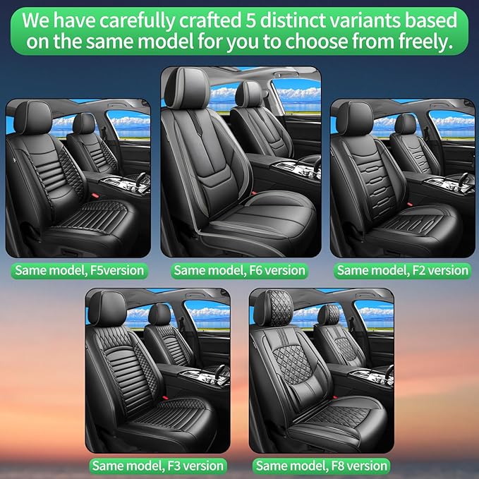 Fit Tucson Car Seat Covers for Hyundai Tucson 2010-2024 2025 2026 -Upgraded Premium Waterproof & Breathable Leather,Airbag Compatible,All-Weather Seat Cushion Protector,Full Set,Black-Grey