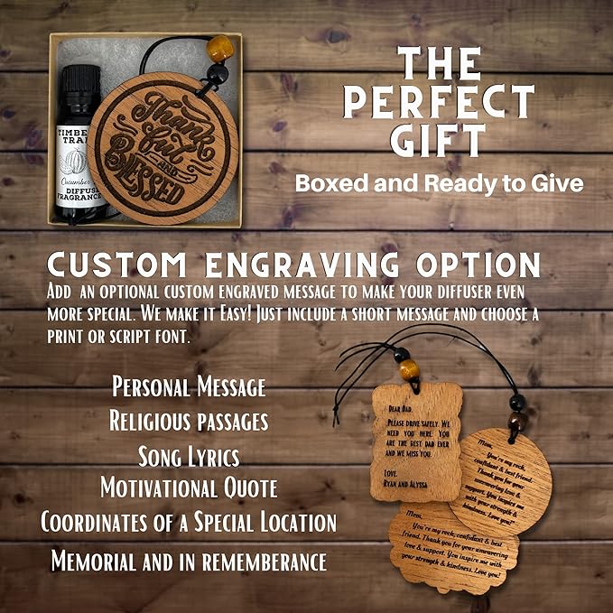 Personalized Car Air Freshener, Wood Diffuser and Fragrance Oil Set, Custom Message, Rearview Mirror Charm, Bigfoot Believe, Sasquatch, Auto Accessory for Men or Women (Honey Almond)