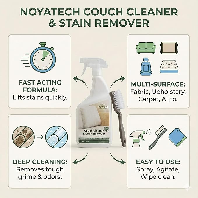 Travel size Couch Cleaner and Stain Remover. For sofas, car upholstery, carpets, rugs, mattresses, dining chairs, all Fabrics. Safe, for kids and pets.