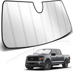 KUST Windshield Sun Shade for Ford F150 2021-2025 2026 Foldable Thicken Window Sunshade UV Protection Keep Cool Sunshield Easy Install Sun Visor Accessories Aluminum Film