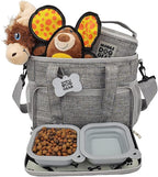 Mobile Dog Gear Week Away Dog Travel Bag (12"x6"x11", Heathered Gray) - Includes 2 Pet Food Storage Containers + 2 Collapsible Dog Water Bowls - Airline Approved Accessories, Great for Weekend Trips