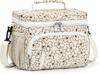 Insulated Lunch Bag for Men & Women, 9L Leakproof Lunch Box Soft Cooler Tote with 5 Pockets, 600D Oxford, EVA Lining, Adjustable Strap for Work, Picnic, Beach&Travel-Corduroy Small Flower