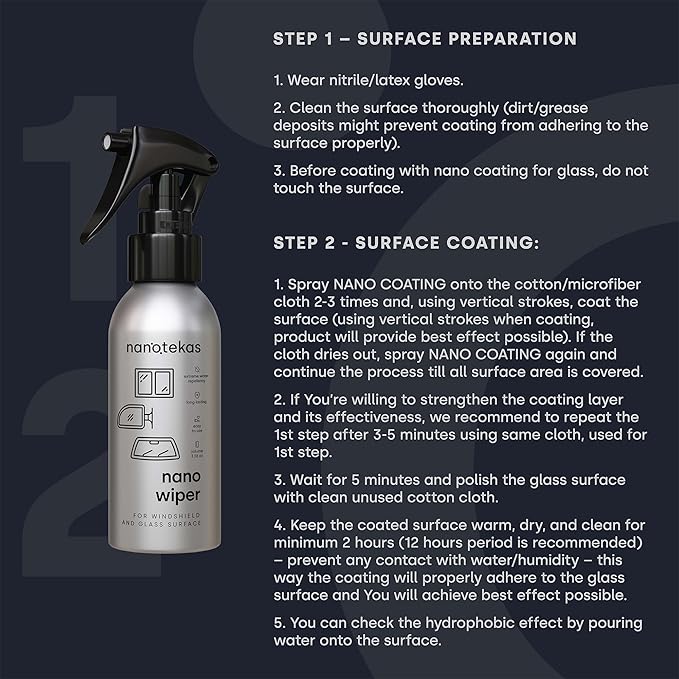 Ceramic Coating for Cars - Nano Wiper Auto Protection Spray Wax - 100 ml Windshield Water Repellent - Glass Guard Car Sealant in Your Car Wax Kit - Hydro Shield for More Visibility