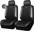 CAR PASS 3D Air Mesh Seat Covers for Cars, Bling Diamond Leather Foam Car Seat Covers for 2 Front Interior Sets, Automotive seat Covers Universal Fit Truck SUV Cute Women Girl, Black Silver Rhinestone