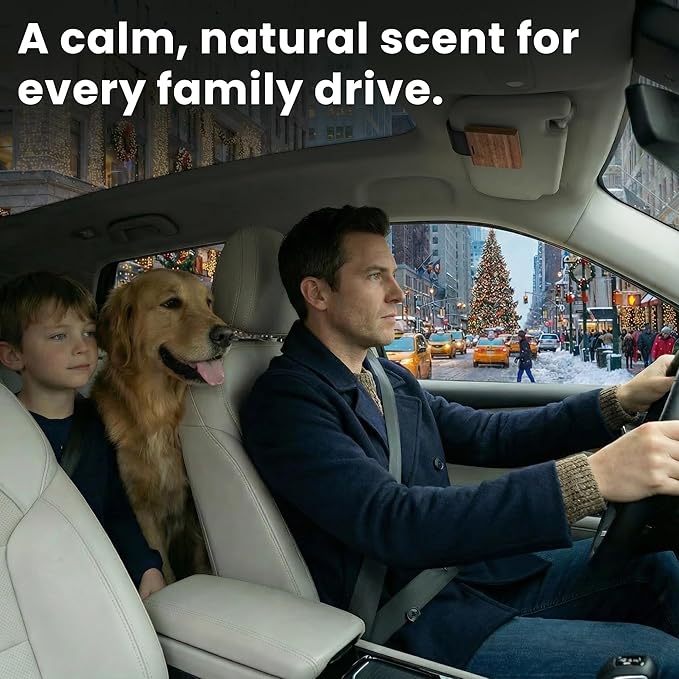Car Air Freshener - Square Wood Air Freshener Refill - INCLUDED Premium Leather Clips - Car Odor Eliminator for Visor Clip - Vehicle Scent Diffuser for Cabin, Truck & SUVs(Golden Orchard)