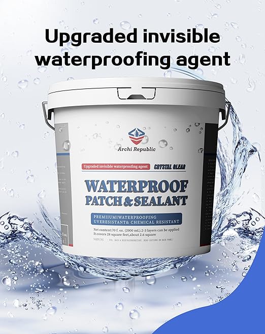 Upgraded Invisible Waterproof Agent Clear as Crystal, Transparent Waterproof Paint for Both Interior and Exterior Use on Rooftops, Bathrooms, and Walls for Leak Prevention and Tight Seal. (17.5OZ)