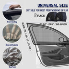 Car Front Window Shades, OUTTDID 2 Pack Side Window Sun Shades,Stretchy Mosquito Net Cover Fit Cars SUVs - Up to 31.5”x49.6”