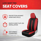 Motor Trend Red Cloth Car Seat Covers for Front Seats – Premium Automotive Bucket Seat Covers, Made for Vehicles with Removable Headrests, Interior Covers for Car Truck Van SUV