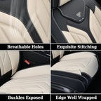 Coverado Front Seat Covers, Car Seat Covers Front Seats, Leather Seat Covers for Cars, Automotive Seat Covers Car Seat Protector Car Accessories Fit for Most Sedans SUV Pick-up Truck(Black&Beige)