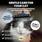 MalsiPree 2-in-1 Cat Brush for Shedding - Double-Sided Undercoat Rake for Long Haired Cats - Professional Dematting Tool for Dense Double-Coats - Gentle Deshedding Brush for Kittens, Blue