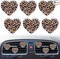 6 Pcs Heart Air Vent Clips, Leopard Print Heart Car Air Fresheners Vent Clips Long Lasting Car Diffuser Vent Clip Interior Decor Charm Decoration Cute Accessories for Women Girls