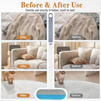 Pet Hair Remover for Furniture, Reusable Lint Roller for Dog and Cat Hair - 20.5" Multifunctional Fur Removal Tool with Long Handle Squeegee Gentle on Couch Carpets Clothes Bedding (Bl, Hand Operate)