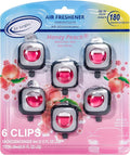 Air Jungles Honey Peach Scent Car Air Freshener Vent Clip, 6 Count Long Lasting Up to 180 days, Natural Essential Oil Car Fragrance for Women and Men, Odor Eliminator - 4ml Each