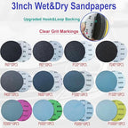137Pcs 3 Inch Sanding Disc Polishing Kit, Headlight Restoration Kit, 60-10000 Grit Wet Dry Hook & Loop Sandpapers, Wool Sponge Polishing Pads for Drill Rotary Tools Car Wood Metal Resin Glass