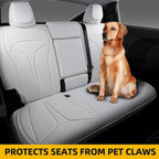 Custom Fit Seat Covers for 2025 2026 Tesla Model Y Juniper (5-Seater), Waterproof Breathable Nappa Leather, OEM Factory Style Full Set Car Seat Protectors Airbag Compatible - White