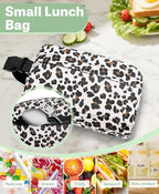 Small Insulated Snack Bag Lunch Bag for Kids Lunch Box for Women/Men, Collapsible [3L/5-Can] Reusable Lunch Bag Cooler Bag for Bottle with Handle Buckle for Work/School/Travel,Leopard Print