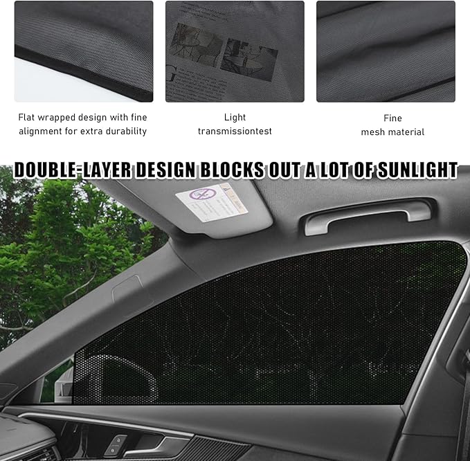 2 PCS Car Window Shades, Auto Front Rear Side Window Sun Shades for Block Heat & UV Protection, Breathable Mesh Baby Window Screen Covers, Universal Car Accessories (SUV Back)