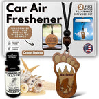 Personalized Car Air Freshener, Wood Diffuser and Fragrance Oil Set, Custom Message, Rearview Mirror Charm, Bigfoot Believe, Sasquatch, Auto Accessory for Men or Women (Ocean Breeze)