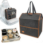 6 Cup Drink Carrier with Handle, Reusable Insulated Cooler Drink Caddy for Car Cup Holder, Foldable Coffee Carrier Bag with Adjustable Dividers, Portable for Car, Travel, Picnic Party, Food Delivery