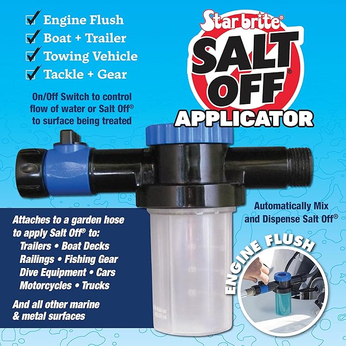 STAR BRITE Salt Off Applicator – Marine Engine Flush & Salt Remover Spray Tool for Boats, Trailers, Fishing Gear, Dive Equipment, and More (Pack of 6)