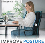 Samsonite Memory Foam Lumbar Support Pillow, Ergonomic Back Cushion for Office Chair, Gaming Chair, Automotive Full Back Support, Home Essentials for Sitting Comfort and Posture Relief, Black