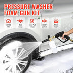 YAMATIC Pressure Washer Gun with Foam Cannon, 4000 PSI Car Washer Foam Blaster with 1/4" Quick Connect, 5 Power Washer Nozzle Tips and 4OZ Soap, 1 Liter, Pressure Washer Gun Swivel 3/8" &M22 Inlet