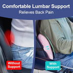 BYMECOST Lumbar Support Pillow for Car, Memory Foam Car Seat Back Support Pillow for Driving, Back Cushion with Strap for Pain Relief, Ergonomic Back Cushion for Office Chair, Wheelchair (Pink)