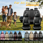 Fit Equinox Car Seat Covers for Select Chevrolet/Chevy Equinox 2007-2026 - Premium Full Coverage Leather, Airbag Compatible, Waterproof & All Weather Seat Cushion Protector, Full Set, Black