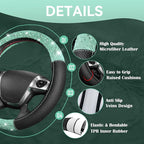 CAR PASS Universal Mint Leather Lace Car Seat Covers Full Set for Women Girls, Waterproof Car Floor Mats Carpet, Glitter Steering Wheel Cover for Car Accessories Interior Sets,10PCS Included