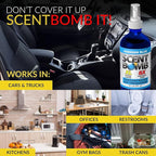 Scent Bomb Air Freshener Bundle - 1 oz & 8 oz Bottle Sprays, Vent Clip, Organic Cans, Hanging Circle - Continuous Freshness & Long-Lasting Odor Eliminator for Car, Home, Bathroom - Hawaiian Blue