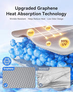 helloleiboo Graphene Car Windshield Sun Shade Car Sun Shade for Windshield with Heat Absorption Coating Foldable Design with UV Protection to Keep Your Car Interior Cooler Silver (X-Large-61 × 34 in)