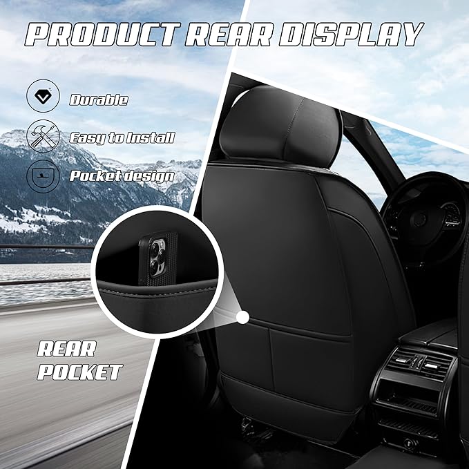 Car Seat Covers Fit for Infiniti g37 2000-2026, Stylish Sport Seat Covers, Waterproof Wear-Resistant Premium Nappa Leather Car Seat Cover.(2 Pcs Front/Pure Black)