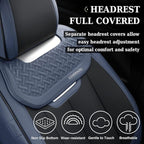 Coverado Front Seat Covers, Breathable Nappa Leather Car Seat Cover, Universal Seat Covers for Cars, Waterproof Car Seat Protector, Driver Seat Cover Fit for Most Cars(Blue&Black)