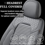 Coverado Car Seat Covers Full Set, Leather Seat Covers for Cars, Automotive Seat Cover Car Accessories Universal Fit for Most Cars SUV Trucks(Gray)