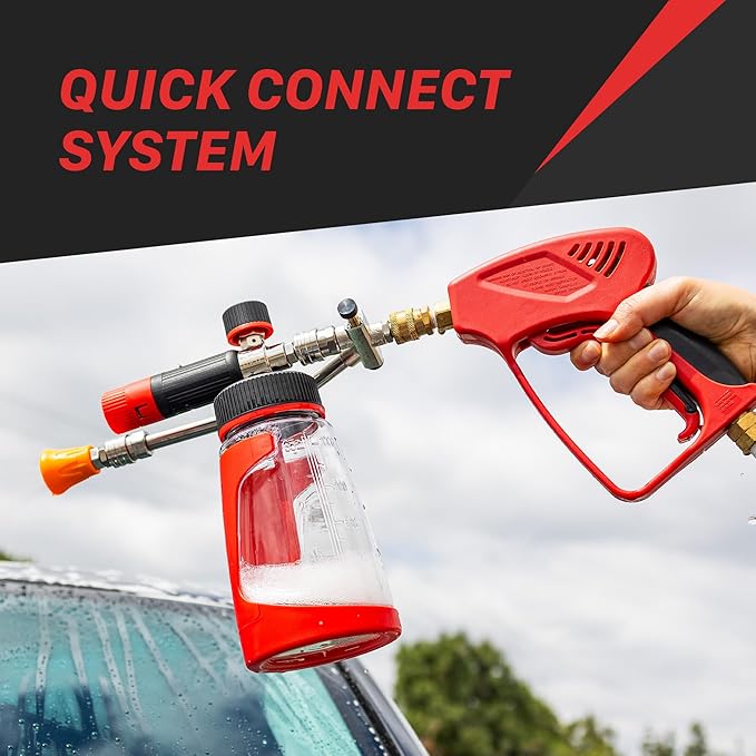 Maxshine Universal Foam & Wash 2-in-1 System – Quick Connect Foam Cannon & Pressure Washer Nozzle – Stainless Steel for Premium Car Detailing – Easy Switch