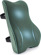 Lumbar Support Pillow for Office Chair, Back Support Pillow with Memory Foam, Relieves Back Pain, Removable Washable Cover & Adjustable Strap, for Car/Gaming Chair,Gift-Dark Green