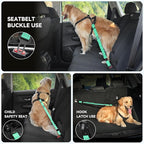 Pawaboo Dog Seat Belt Harness for Car, Dog Car Harness Seatbelt with Double Clips, Adjustable Breathable Pet Vest & Dogs Safety Tether with Elastic Bungee for Small Medium Large Pet, XL, Blue + Black