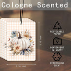 Fall Pumpkin Car Air Freshener 4 Pcs, Watercolor Floral Scented Hanging Decor for Women, Vehicles Home Office, Autumn Harvest Mirror Accessory Gift
