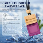 Car Air Freshener Hanging, 3 Pcs Cotton Fresh, Fresh Linen, Cardamom & Cedar, Car Scent Air Fresheners Diffuser for Car, 45+ days Long Lasting Fragrance, 0.27 FL OZ/8ML