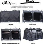 Mispace Portable Twin Compartment Show House Cat Cage Condo,Comfy Puppy Home Dog Travel Crate with Carry Bag/2 Hammocks/Mats & Collapsible Litter Box