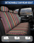 Baja Saddle Blanket Car Seat Covers Front Set, Washable Breathable Striped Woven Cloth Seat Covers for Cars, SUV, Truck, Airbag Compatible(Orange)