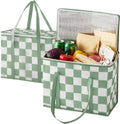 Checkered Insulated Grocery Bags 2 Pack, Checkerboard Cooler Shopping Bags for Groceries, Insulated Bags for Food Delivery