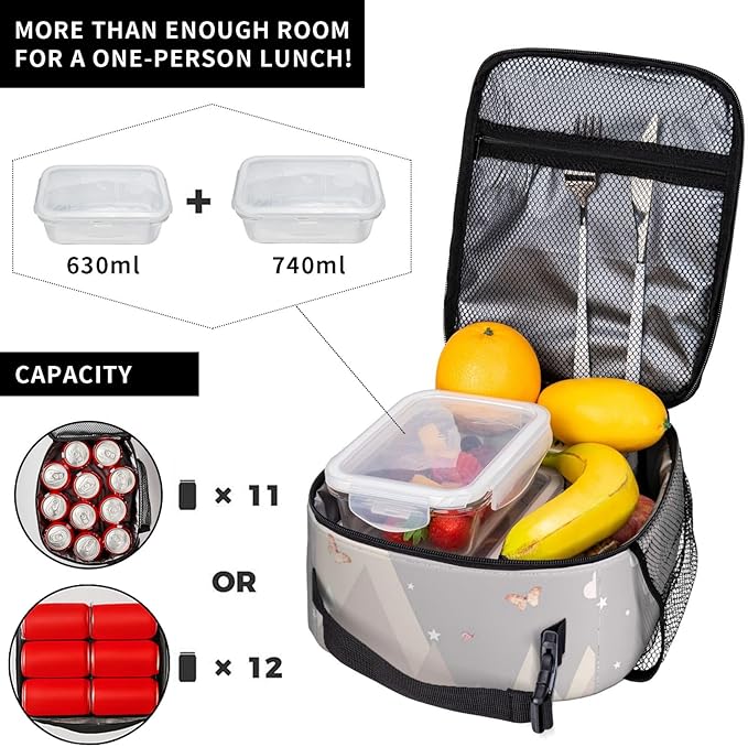 Car Theme Lunch Box for Women Adults Kids, Insulated Cooler Polyester Vintage Classic Cars Lunch Bag for Picnic, School, Office, Travel, Work, Portable Reusable Tote Thermal Lunch Bags