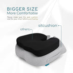 Extra Large Office Chair Cushion for Sciatica Pain Relief, Memory Foam Seat Cushion for Car Seat Pad, Orthopedic Pillow. Computer Chair Cushion for Tailbone Pain Relief All Day Comfort(Gray)