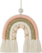 BOHO GARDEN Macrame Rainbow Charm - Essential Oil Diffuser for Cars, Baby Nursery, Children’s Bedroom & Home Decor - Colorful Decorative Hanging Air Freshener & Accessories - 3.5x4 - Rose Gold