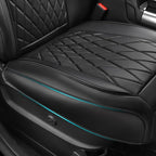 CAR PASS Luxury Napa Leather Front Car Seat Covers, Sideless Car Seat Protectors with Storage Pocket, Non-Slip Automotive Seat Cover for Cars Trucks SUV, Airbag Compatible, 2 Pack (Black)