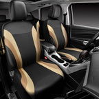 CAR PASS Line Rider Leather Car Seat Covers Sporty Car Seat Covers Full Set,5mm Composite Sponge,Airbag Compatible,Universal Fit 95% Automotive SUV Sedan(Black Beige)
