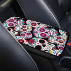 Dreaweet Sugar Skull Center Console Armrest Pad Cover Halloween Car Accessories Soft Comfort Arm Rest Cover Pad Universal Middle Console Covers for Cars SUV Truck Sedan