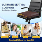 kingphenix Car Seat Cushion – Memory Foam Pad for Driving Comfort – Boosts Height and Relieves Coccyx & Lower Back Pain – Car, Truck, Office Chair (Leather & 4D Mesh Brown)